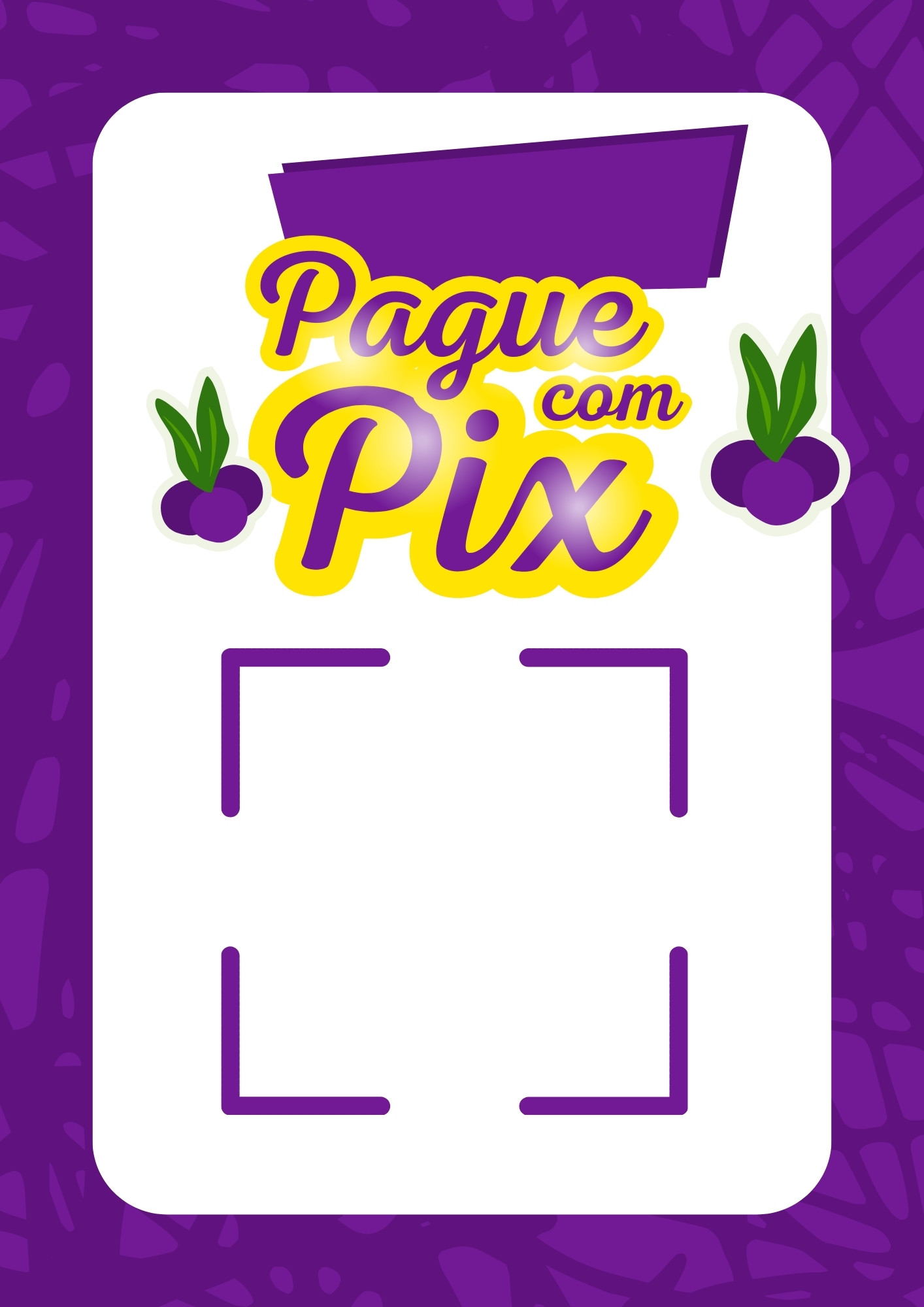 Modelo de placa PIX Açaí Ilustrado Roxo em tons de roxo, para estabelecimentos de alimentação, com ilustrações