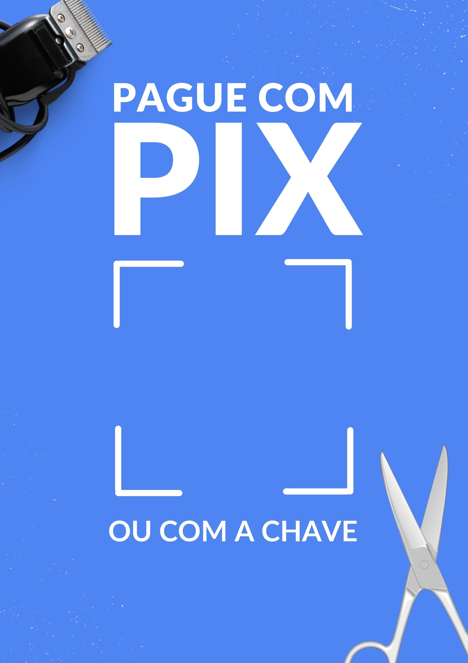 Modelo de placa PIX Barbearia Simples Azul em tons de azul, para barbearias, design minimalista