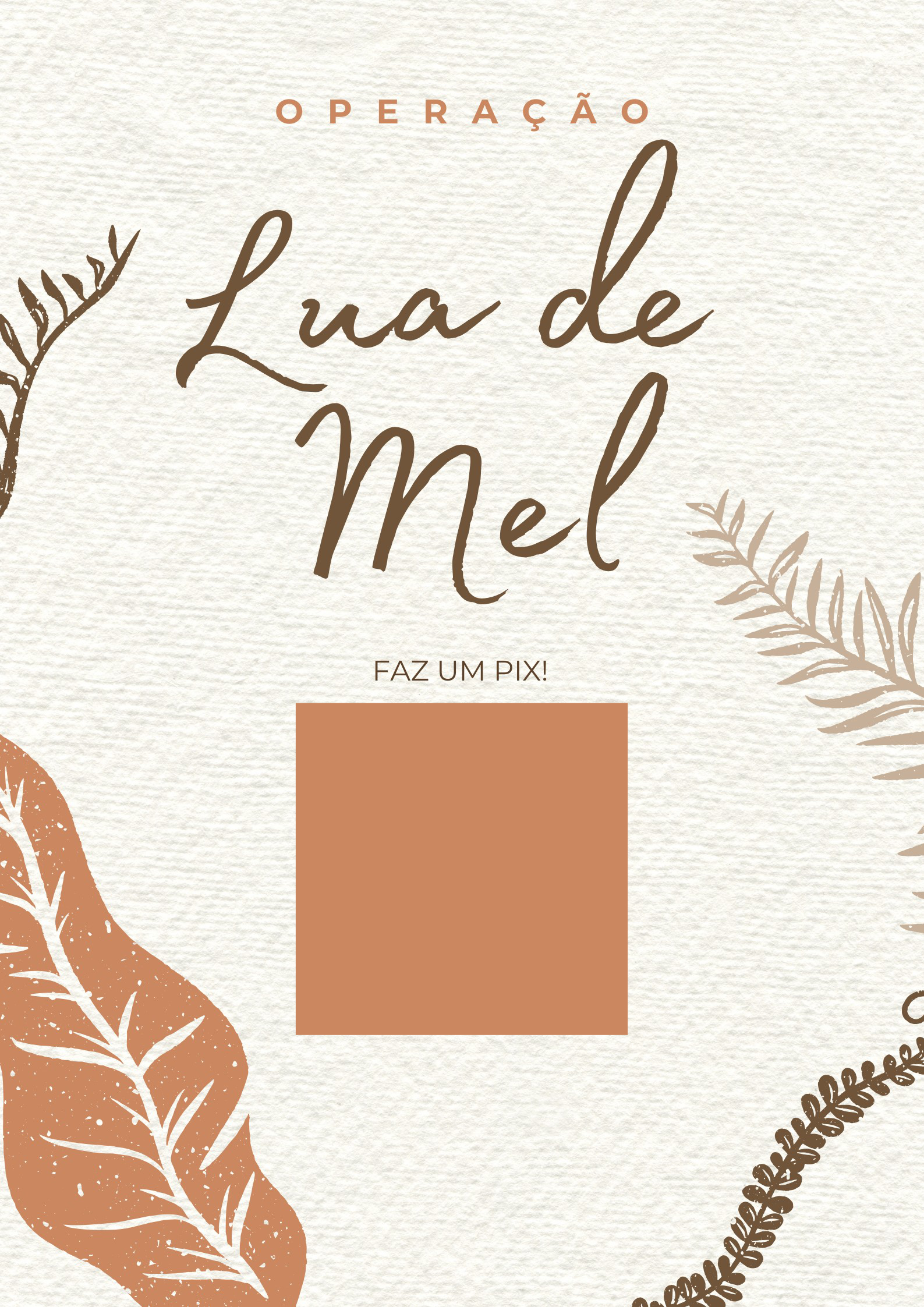 Modelo de placa PIX Casamento Lua de Mel Floral em tons neutros, para casamentos e celebrações, com elementos florais