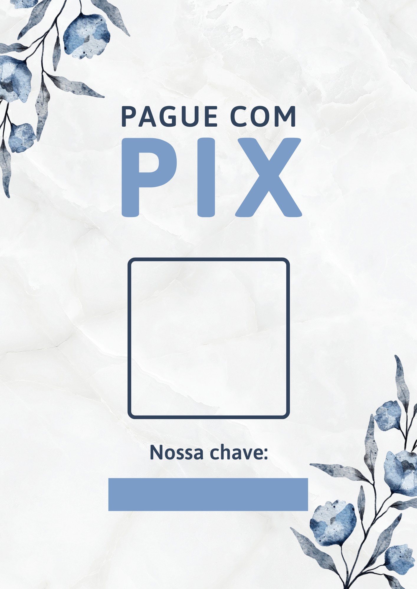 Modelo de placa PIX Feminino Delicado Azul em tons de azul