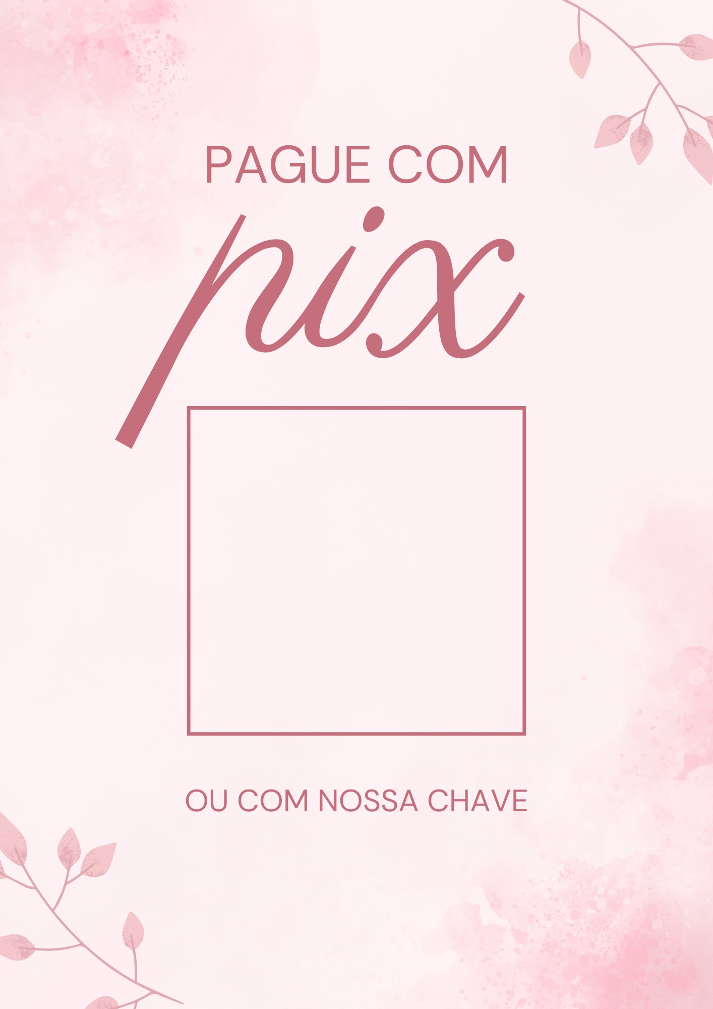 Modelo de placa PIX Feminino Delicado Rosa em tons de rosa