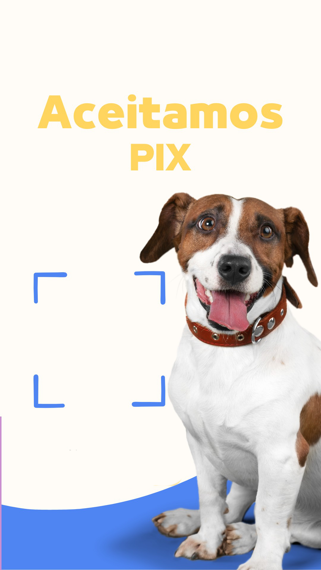 Modelo de placa PIX Pet Shop Cachorro Azul em tons de azul, para pet shops