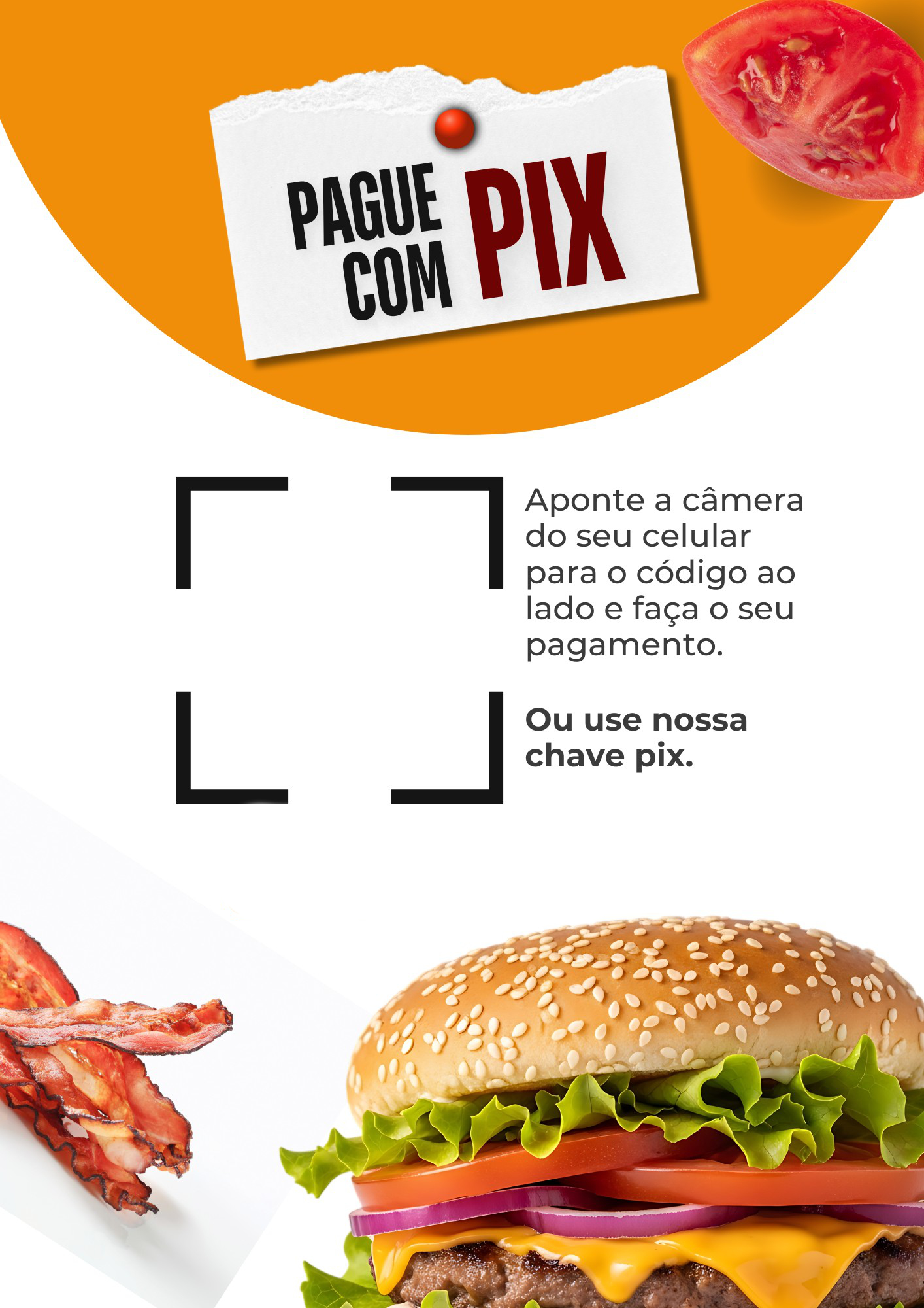 Modelo de placa PIX Sanduicheria Laranja em tons de laranja, para estabelecimentos de alimentação